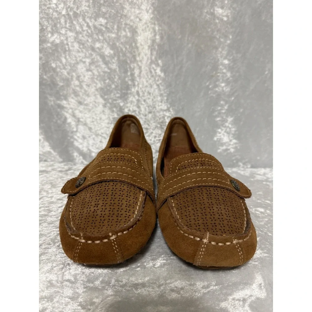 Baretraps Oakes Golden Whiskey Suede Posture+ Perforated  Loafers Womens 7.5M